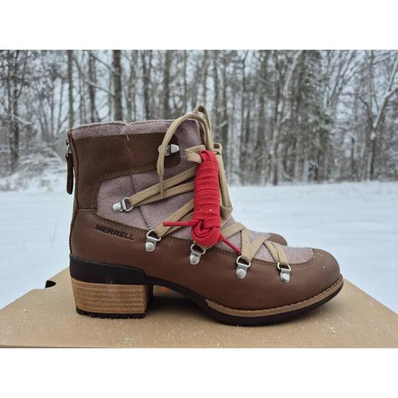 Merrell Shiloh II Lace Boot for Women Size 8 - New with Box - Brown Snow Shoes - Picture 1 of 8